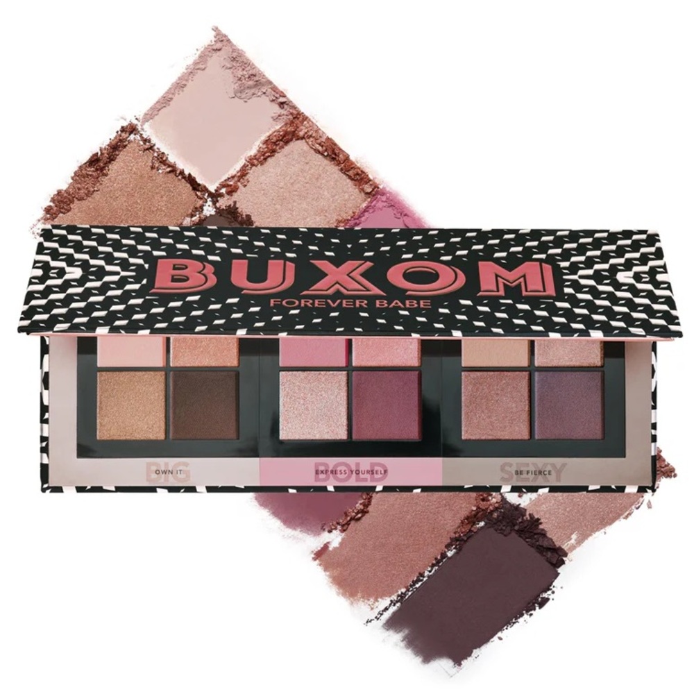 Buxom Forever Babe Eyeshadow Palette- mattes, shimmers, satins, 3 quads, wet/dry